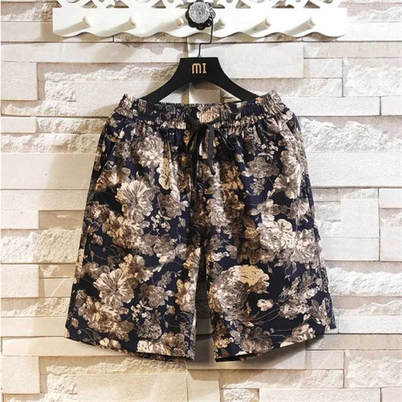 Mens Summer Drawstring Beach Leisure Print Cotton Shorts Board Shorts Asian Size M-5XL Colors W250819