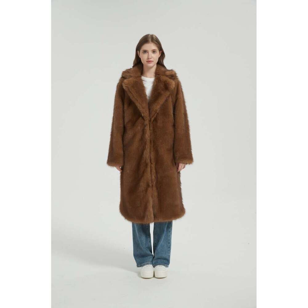 2025 Autumn/Winter Artificial Fur Coat Long Fur Coat Big Collar Plush Fox Fur