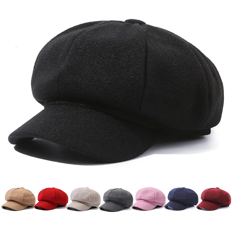 Solid Color Woolen Fashion Beret Autumn and Winter Outdoor Cotton Hat Windproof Men Women sboy Hats Universal Painter Caps 250814