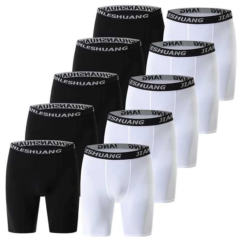 5 Pcs Mens Black And White Classic Cycling Long Underwear Multi-size Running Fitness Comprehensive Training Shorts for Teenagers W250819