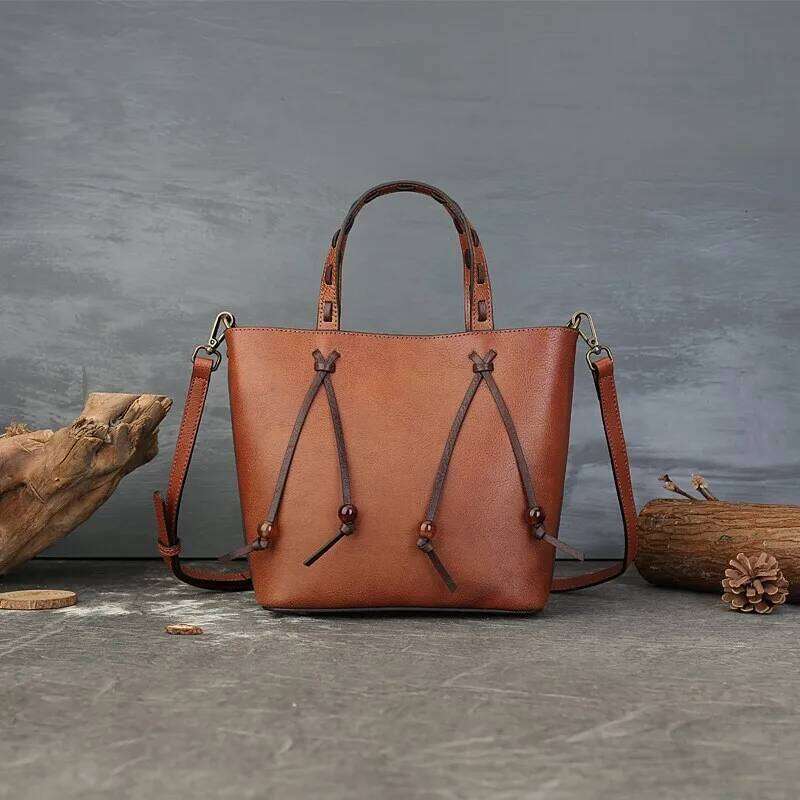 Johnature Vintage Genuine Leather High Quality Women S Bag New Woven Handbag Commuting Shoulder Crossbody Bags