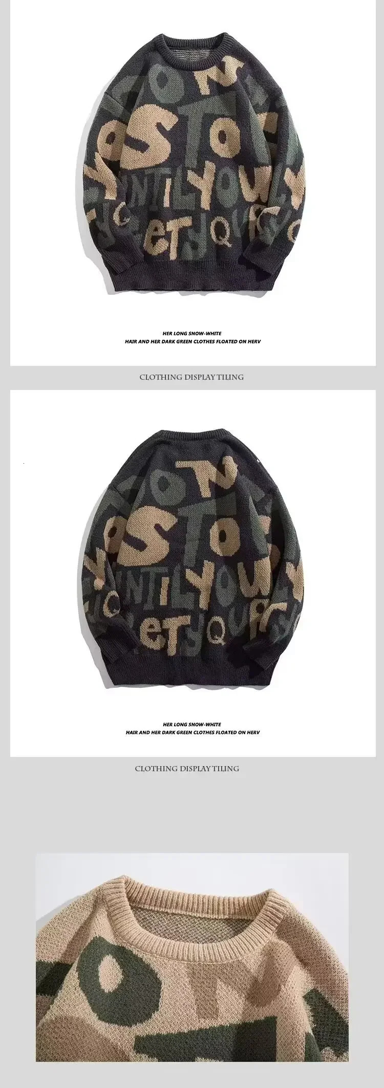 Men Jumpers O Neck Sweater Flat Knitted Pullovers Long Sleeve Letter High Street Loose Sweaters Winter Slight Strech 250819