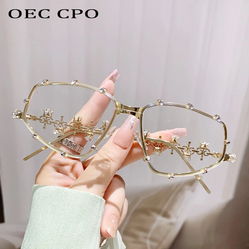 Diamonds Square Fashion Sunglasses Women Vintage Shades UV400 Rhinestones Sun Glasses Female Punk Big Men Eyewear 250815
