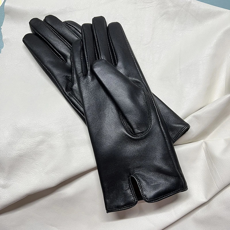 Genuine Leather Gloves 24cm Women Light Blue Thin Rayon Lining Straight Edition Style Men Pure Sheepskin Glove Color Driving250812