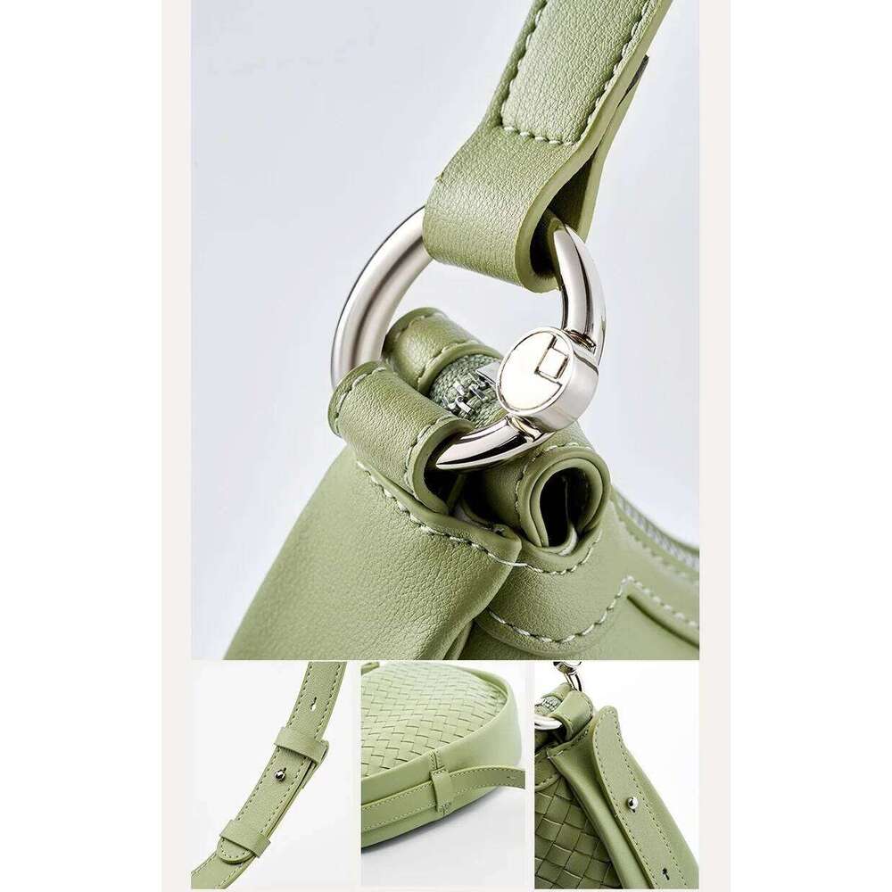 Genuine Leather Women Handbags Woven Ladies Shoulder Female Side Bags