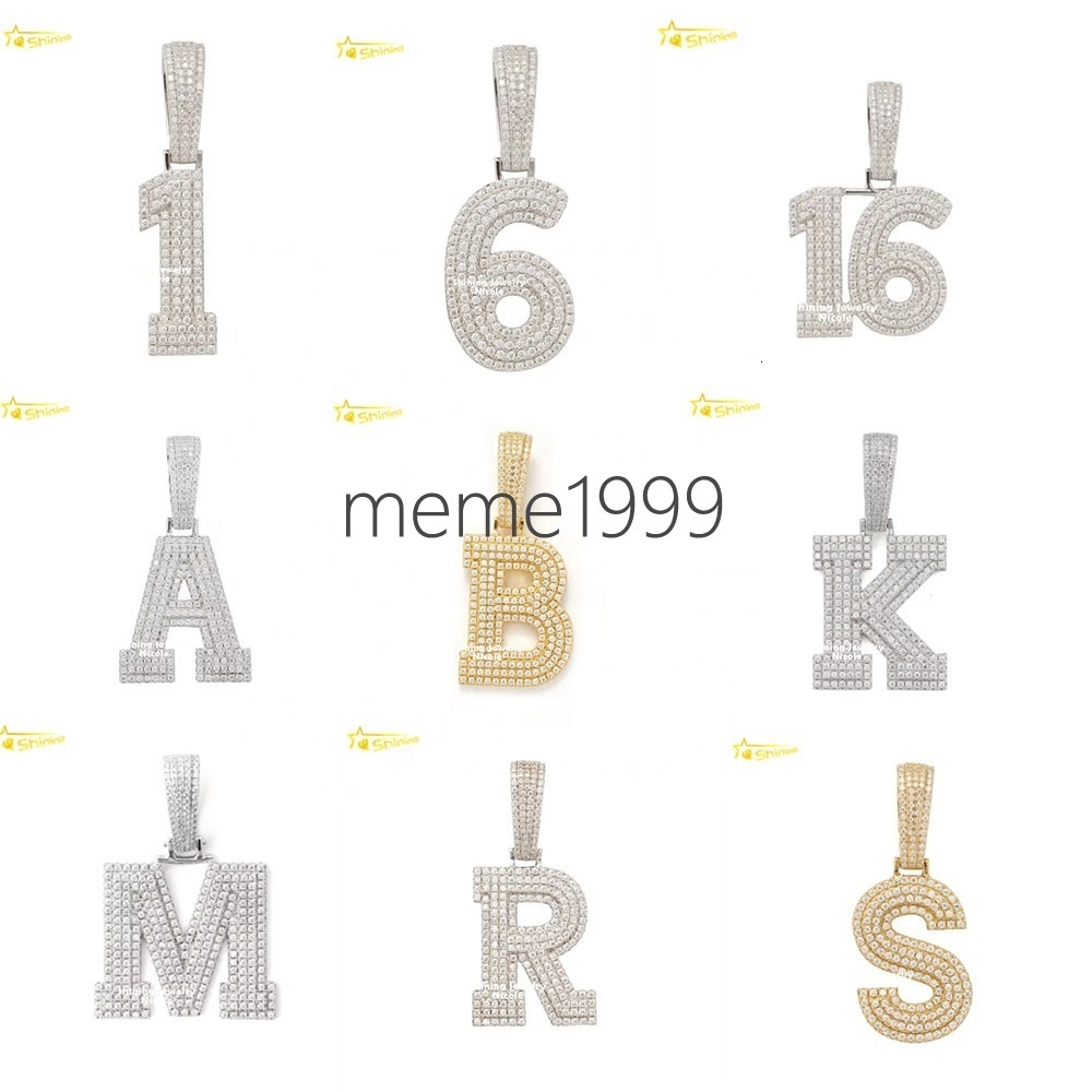 Wholesale Hip Hop Pendants Initial Number Custom 925 Silver GRA Certified Moissanite Letter Pendant
