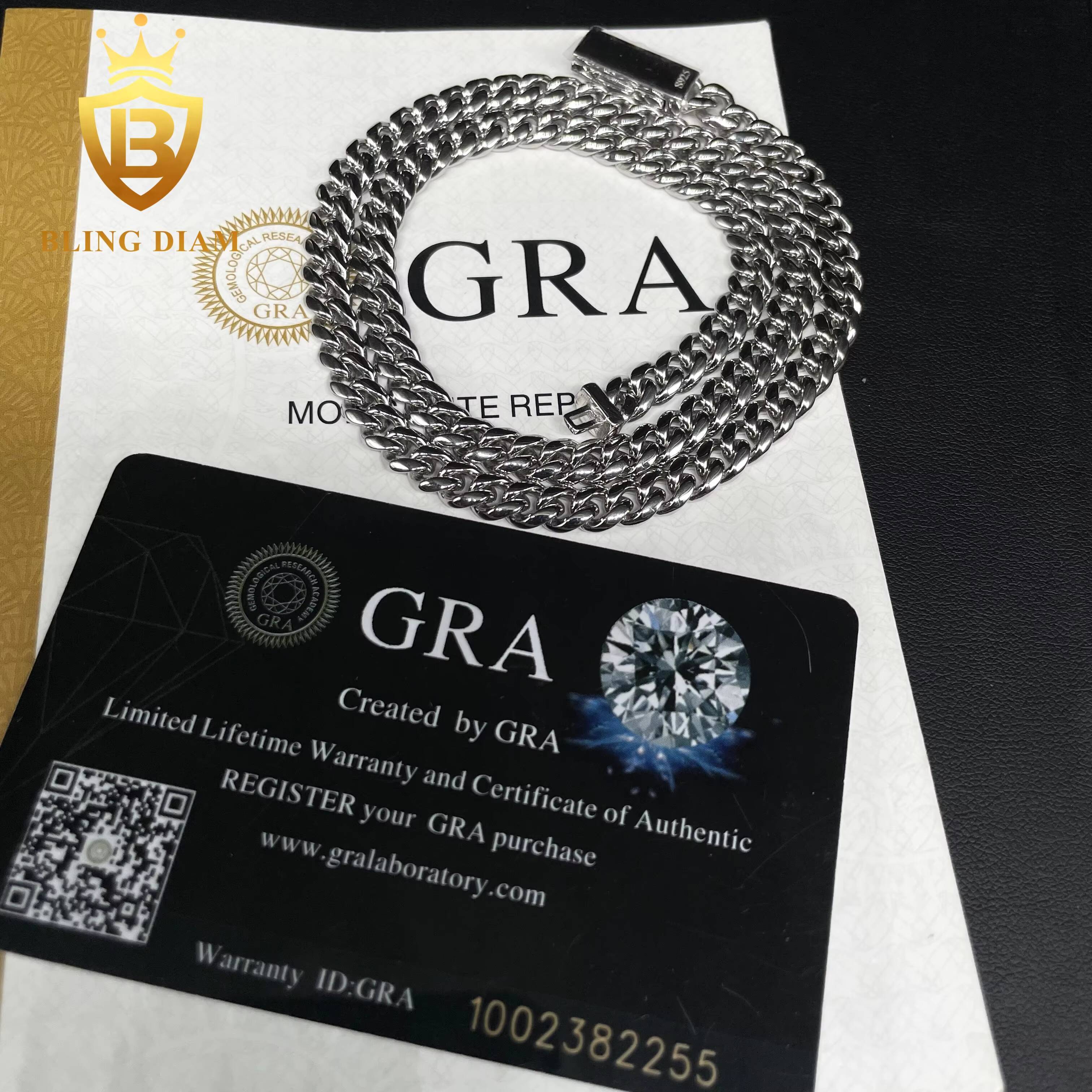 High Quality Hip Hop 6mm Stainless Steel Silver Cuban Link Chain Necklace Silver Moissanite Clasp for Women Men Jewelry