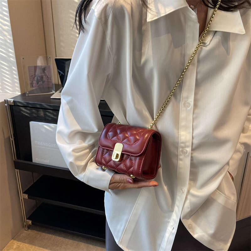 Quilted Bags Embroidery for Women 2025 New Versatile Chain Crossbody Designer Trendy Textured Fashion Single Shoulder Small Square Bag