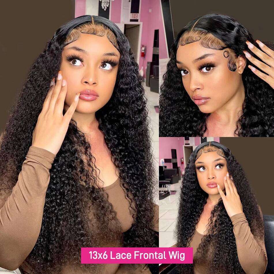 Curly Glueless Front Human Hair Deep Wave 13X6 Frontal Wig Ready To Wear Go 7X5 HD Lace Closure Wigs Sale