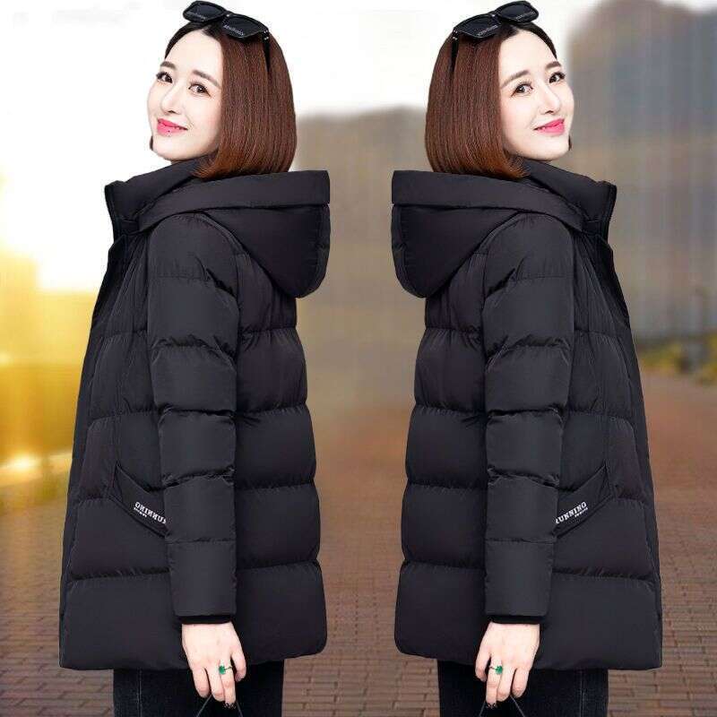 Detachable Hat Down Women's Winter New Thickened Coat Medium To Long Fashion Loose Cotton Jacket