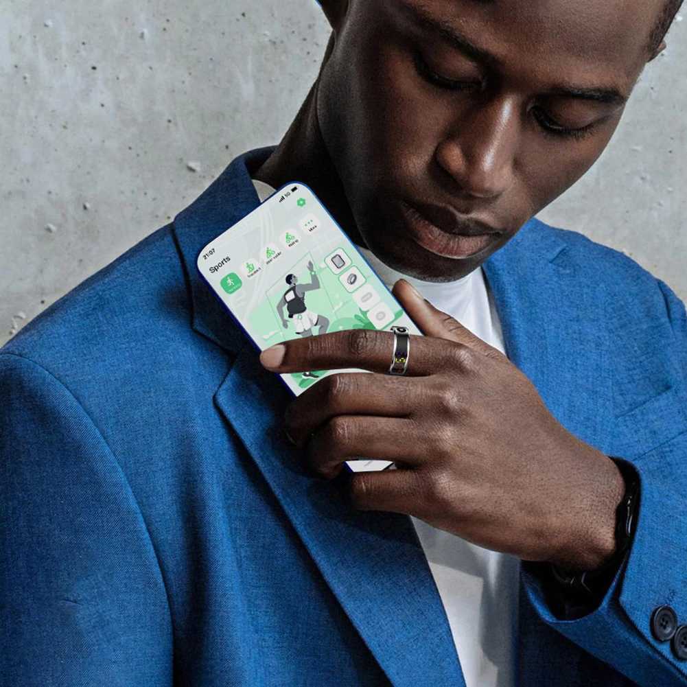 12 Smart Ring with Display Screen Touch Health Manager Wireless Charging Fitness Sleep Monitor 5 ATM Waterproof for Men Women W250819