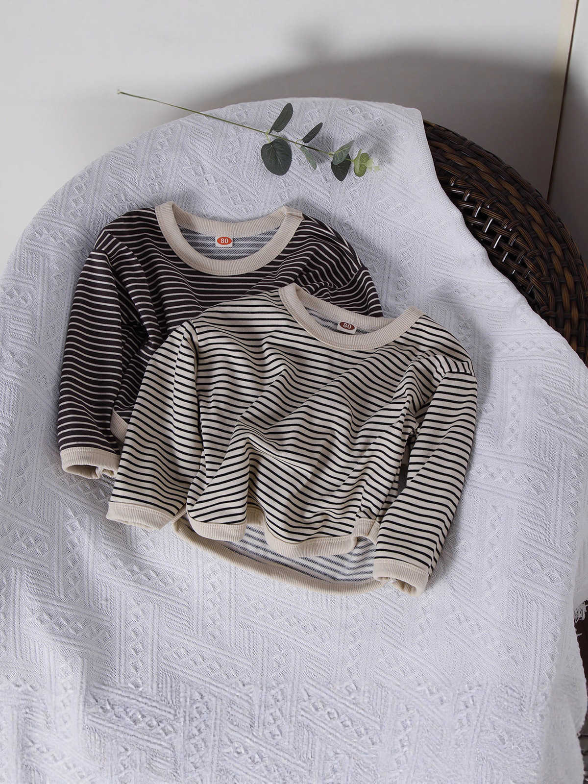 2025 Spring/Autumn New Children's Clothing, Boys' T-Shirts, Korean Version, Girls' Striped Sweatshirt, Loose Long Sleeve Top for Kids L