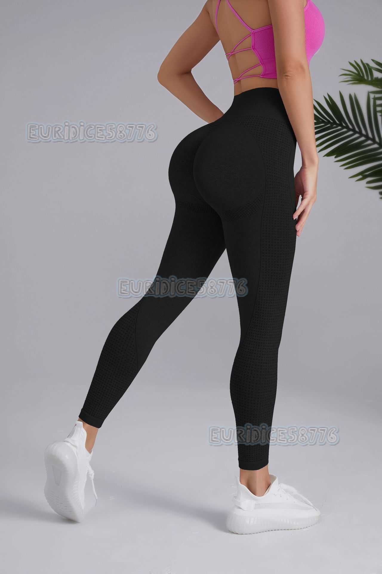 Dot Heart Shape Butt-lifting Seamless Yoga Sports Pants High Waist Tight Peach Butt Fitness Pants H250819