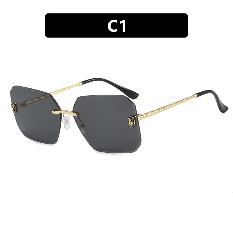 2025 Snake Accent Rimless Square Sunglasses Metal Edge Luxury Shades for Women Euro Influencer UV400 Statement Eyewear