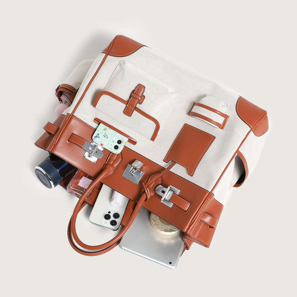 2025 New Season Color-Block Canvas Tote Extra Large Bags Casual Travel Single Designer Shoulder Crossbody Women's Bag