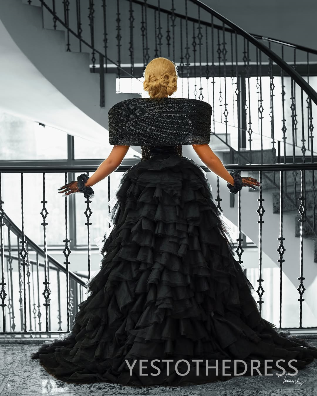 Black Aso Ebi Mermaid Prom Dress 2025 Evening Dresses Robe De Sorrie Detachable Train Off Shoulder Beaded Lace Tiers Birthday Dress Second Reception G