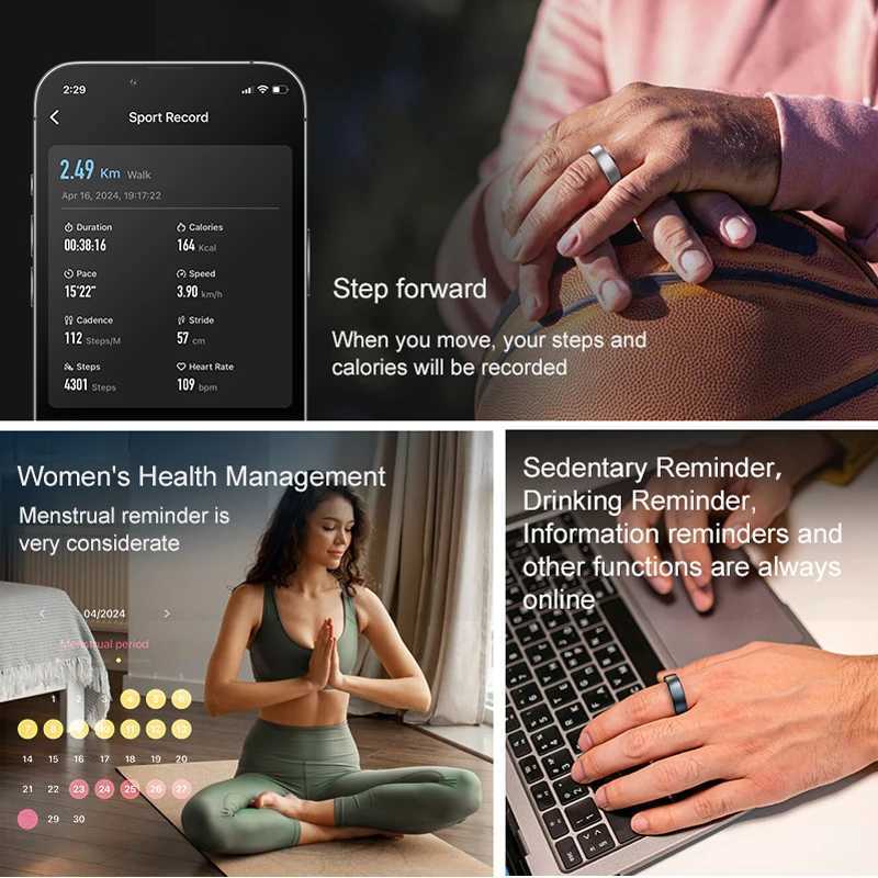 10 Smart Ring For Men Women With Wireless Charging Skin Temperature Health And Sleep Monitor Multi-Sport Modes For Android IOS W250819
