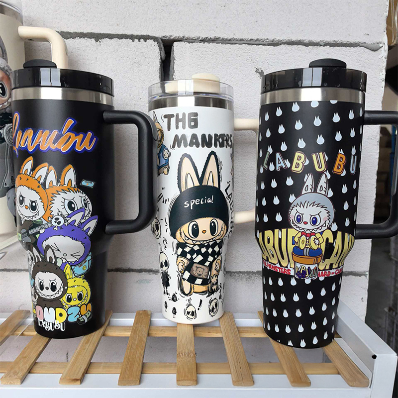 Labubu Thermos Cup Water Bottles Thermal Mug Zimomo Tnsulated Drinkware Tumblers Hip Flasks Vacuum Auto Mug Long-lasting Insulation Straw Designer Fas