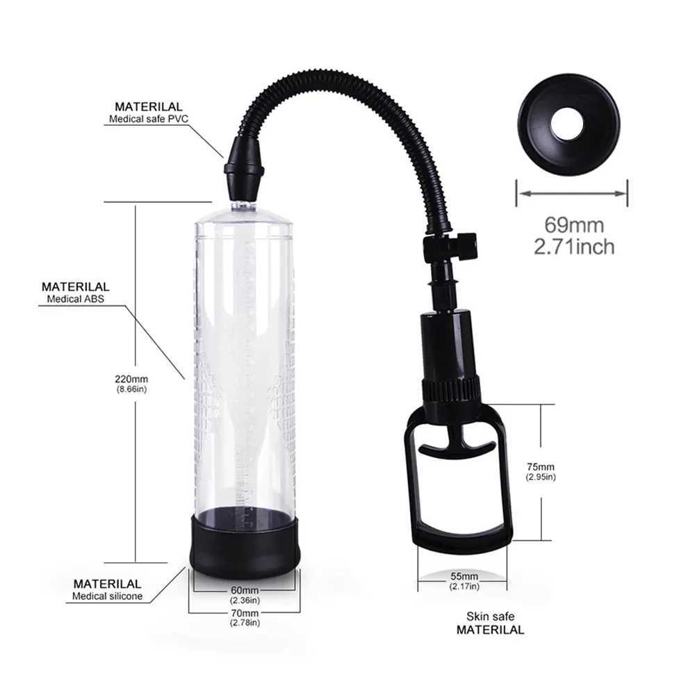 Suit Vacuum Penis Pump with Measurement Scale - Male Enlargement Trainer Cock Extender Erection Enhancer Adult Toy for Men XJ250819