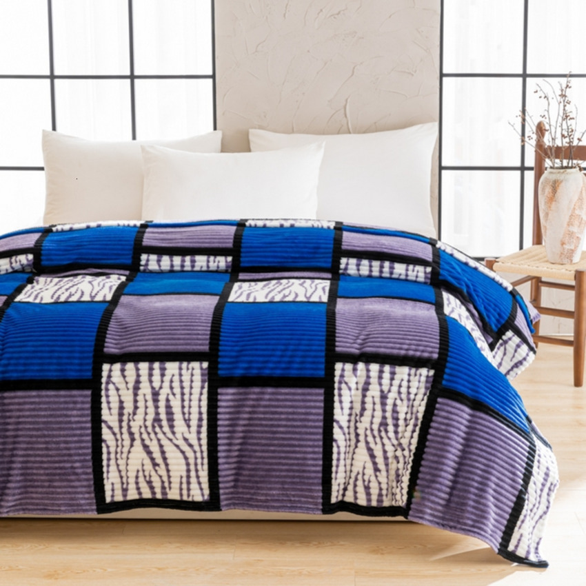 (Total) Chaotong Velvet 2024 New Striped Flannel Printed Checkered Blanket