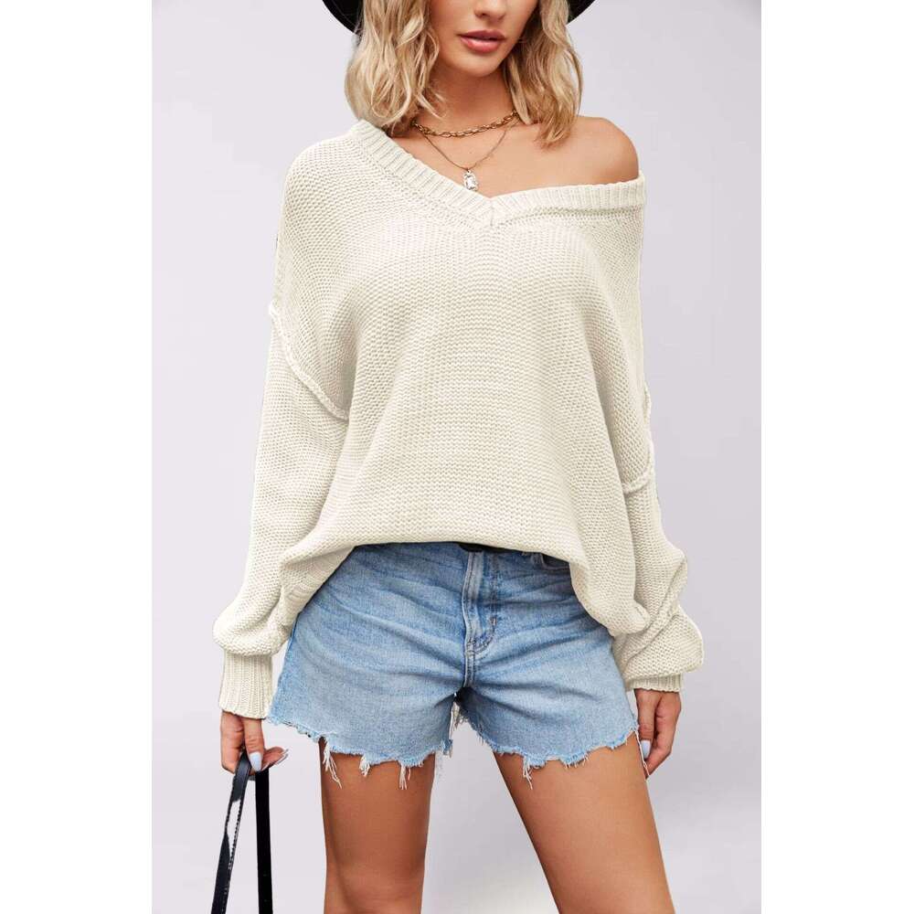 New Autumn And Winter Tiktok Women's Large Size Pullover Solid Color Loose Sweater B5