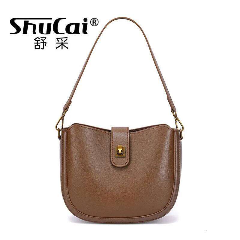 Women Genuine Leather Shoulder Crossbody Bags Ladies Soft Cowhide Handbag Female Fashion Designer High Quality Saddle Bag