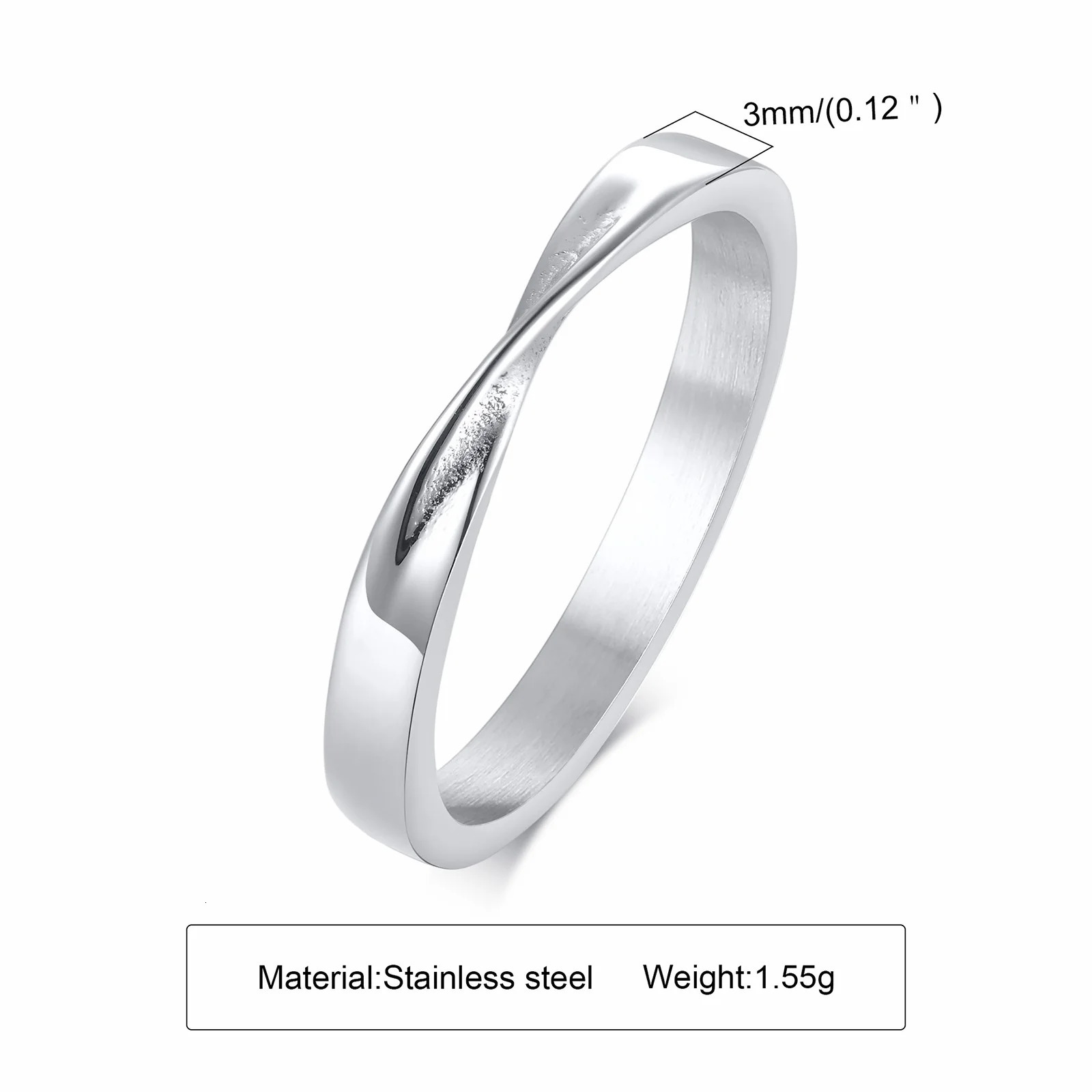 Mobius Wedding Ring for Women Stainless Steel Dainty Endless Twist Knot Infinity Promise Engagement Ring 250815