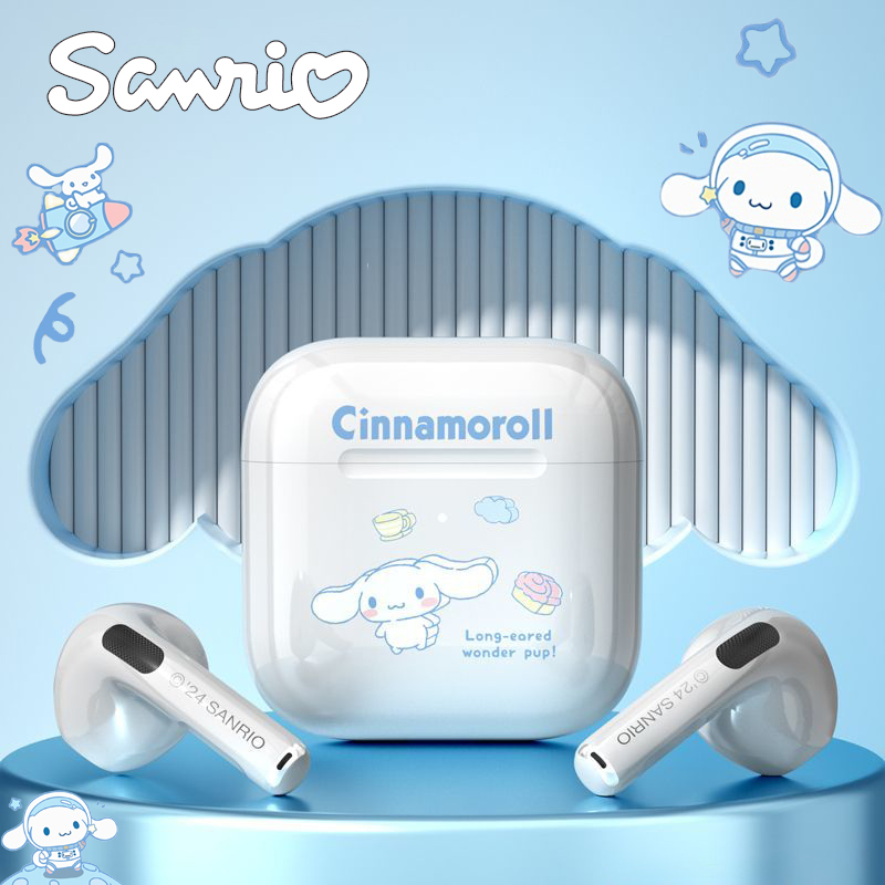 Sanrio Wireless Bluetooth Earphones Semi-In-Ear Call Noise-Canceling Sports Headset EJ-116 Hi-Fi High-Quality Music Earbuds Hello Kitty