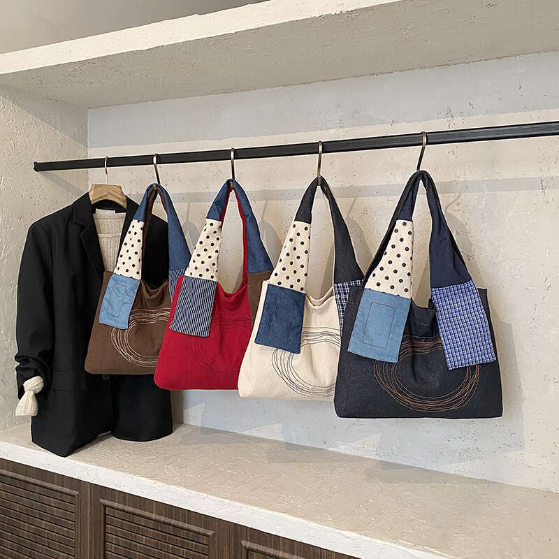 Artistic Niche Tote for Women 2025 Summer Color Block Patchwork Daily Commute Bags Designer Versatile Shoulder Underarm Bag