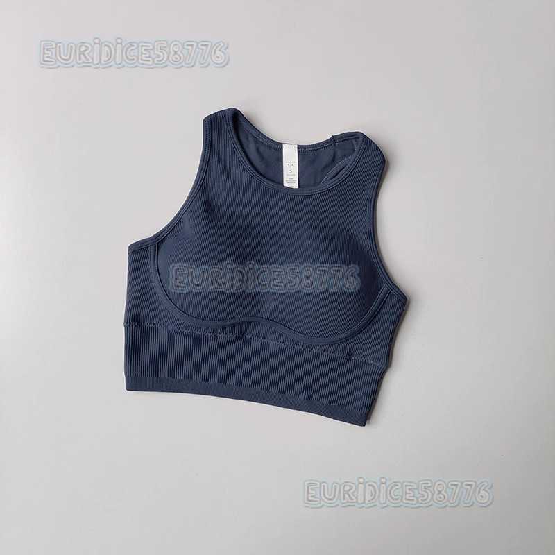 One-piece Running Fitness Sports Vest for Women High-intensity Ribbed Hollow-out Back Shockproof Tight-fitting Yoga Bra H250819
