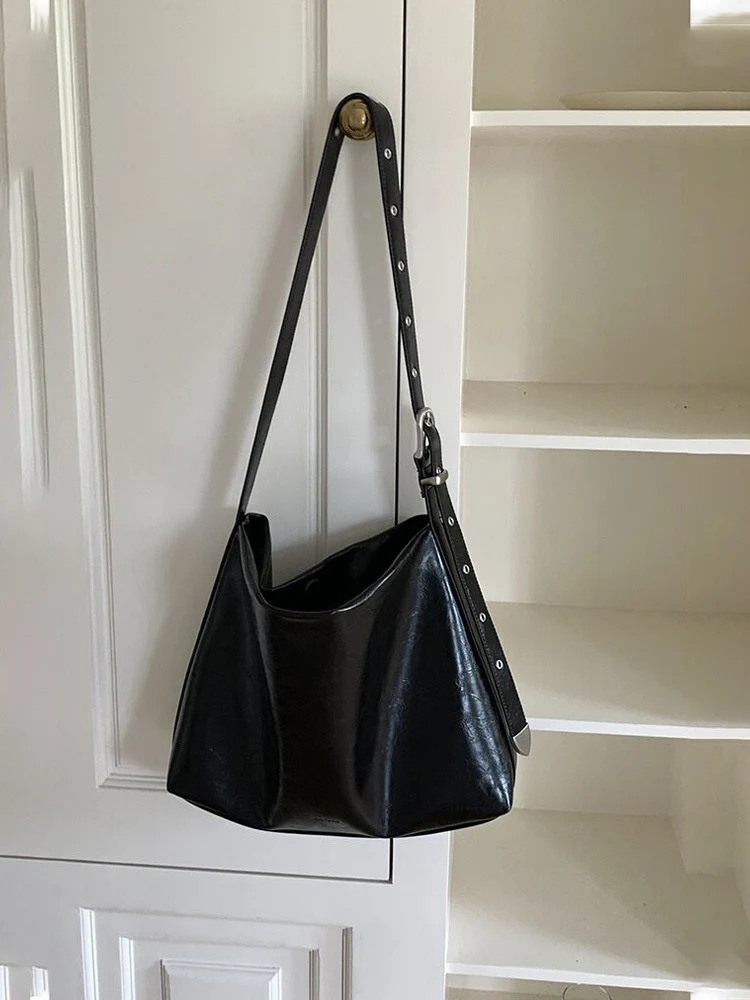 Trendy Large Capaci Casual Womens Bag Li Cha Korean Sle Crossbody Oil Wax Leather Single oulder Tote Bag 250818