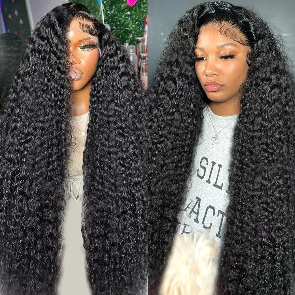 13x6 Deep Wave Lace Front Wigs Human Hair 180 Density, 30 Inch Curly Lace Frontal Wig for women Pre Plucked with Baby Hair