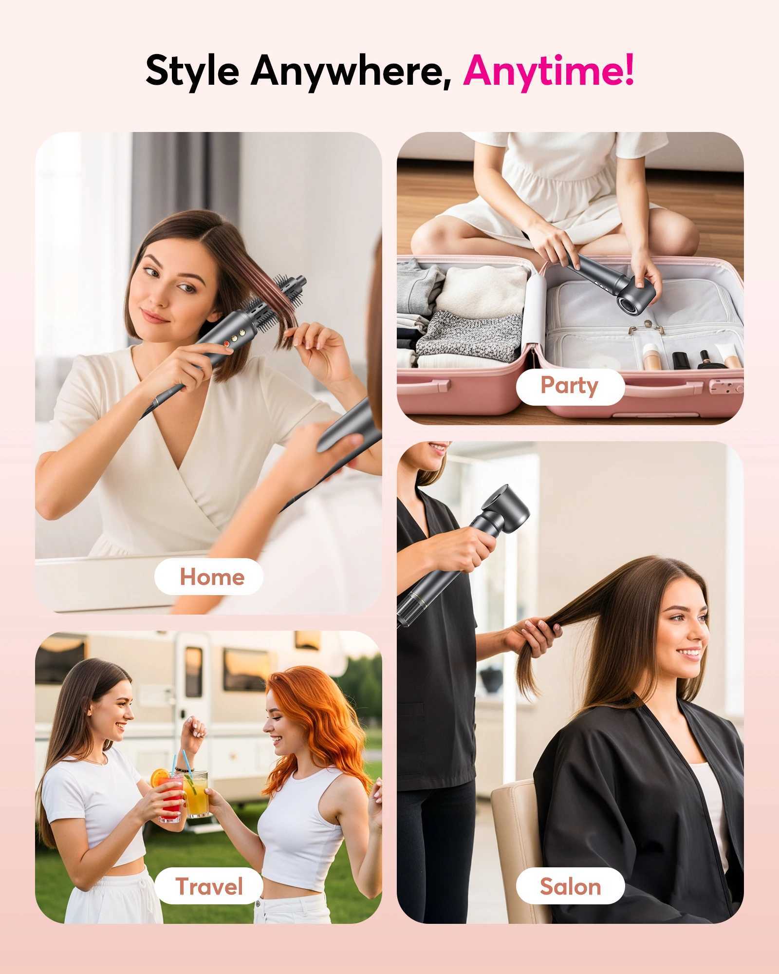 Professional Hair Dryer Brush 200W 0000 RPM Air Wrap Styler Quick Drying 300 Million Ions No Heat Damage Gift for Women W250819