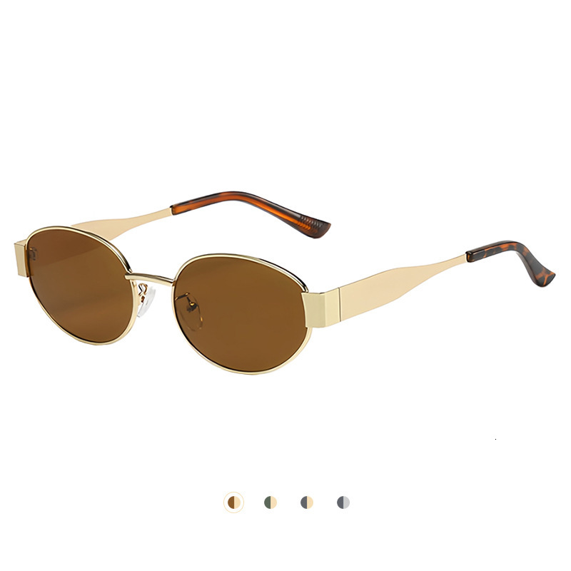 New Adult Sunglasses Fashionable Men And Women Oval French Retro Style Small Frame Sunglasses High-end Outfit Posing Glasses