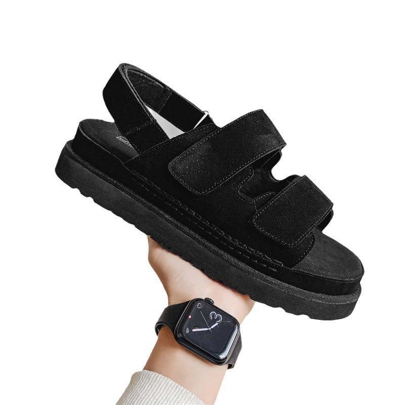 Free Shipping Summer Thick-Soled Height Increase Outdoor Beach Sandals 2026 New Fashion Sandals for Women Comfortable Slides Size 36-40 Black Brown