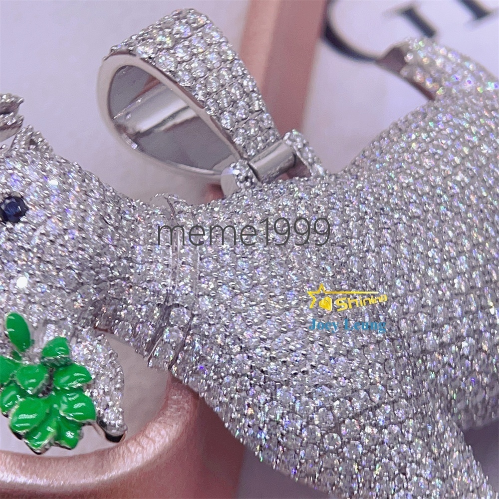 Ready to Ship Hip Hop Jewelry 925 Silver VVS Mossinate Diamond 3D Design Enamel Iced Out Pendant Moissanite Custom Pendant