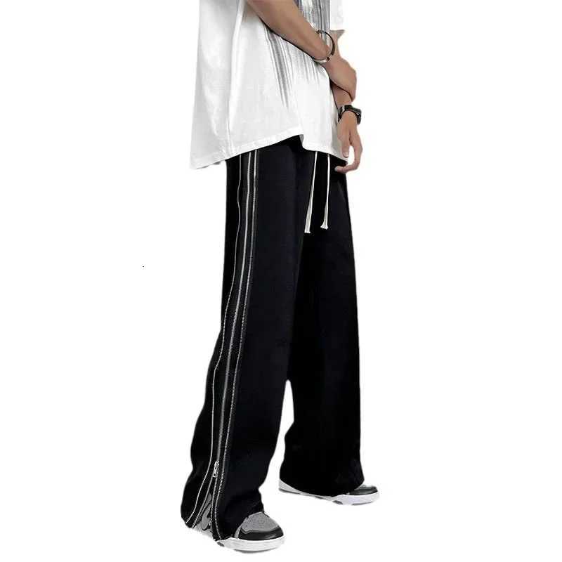 Summer Fashion High Street Side Zip-Up Pants Mens Casual Straight-Leg Draped Loose Fit Hip Hop Street Style Trendy Brand W250819