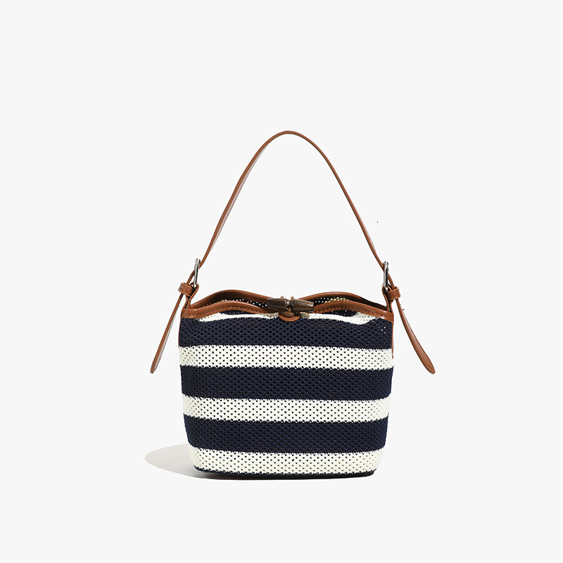Free shipping designer 2025 New Style Hollow Out Tote Bag for Women Commuter Bag Single Shoulder Bag Black and White Striped Handbag