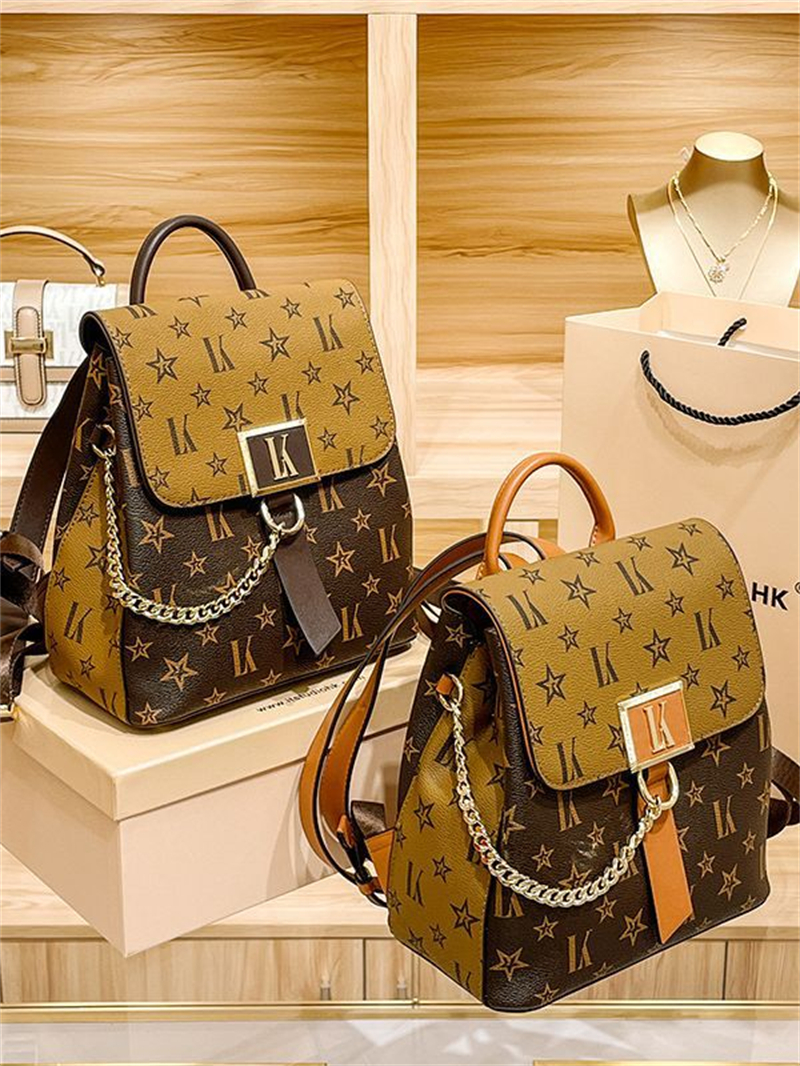 LORDLY KNACK designer bag light luxury genuine leather Backpack bag versatile high-quality fashion printed letters backpack for woman