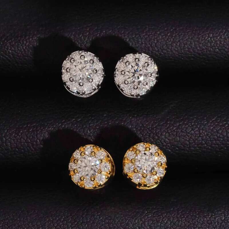Hip Hop Jewelry Pass Tester Stocks Sterling Sier Gold Plated Iced Out VVS Dia Moissanite Stud Earring Men Earrings