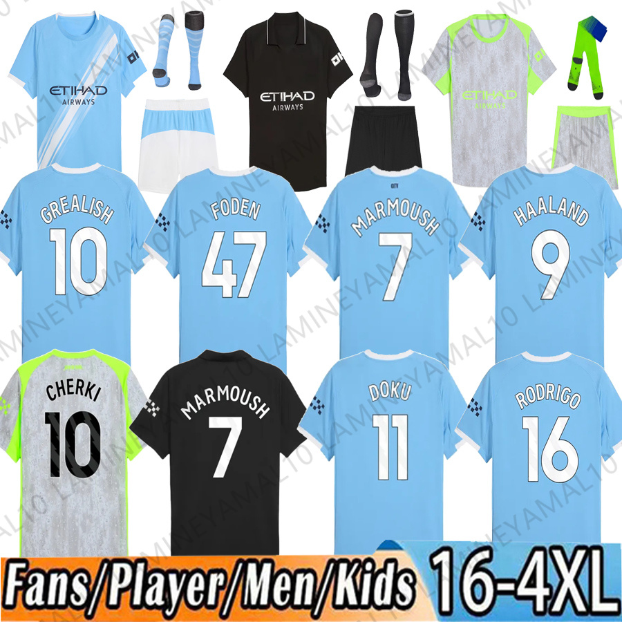 MARMOUSH HAALAND CHERKI 25 26 SOCCER JERSEYS REIJNDERS FODEN SAVINHO MAN 2025 2026 RODRIGO GVARDIOL AIT-NOURI CITY KidSuper jersey football kit shirts men kids set