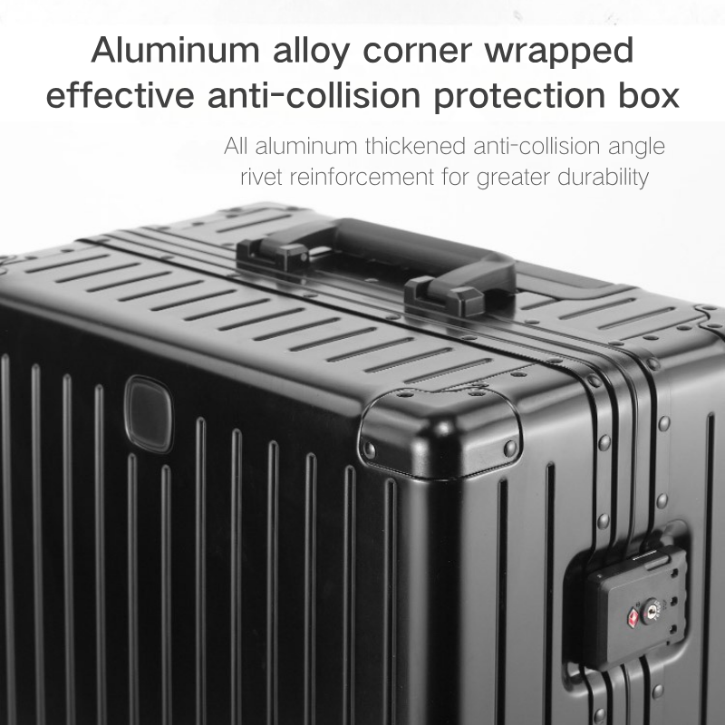 Durable Aluminum Magnesium Alloy Luggage: Thick Anti-Scratch & Wear Resistant Pull Rod Travel Case for Men & Women