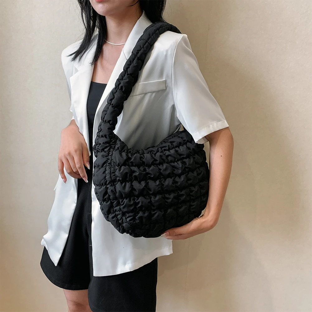 Women Shoulder Bag Quilted Pleated Ladies Crossbody Bags Fashion Large Capacity Temperament Travel Camping250813