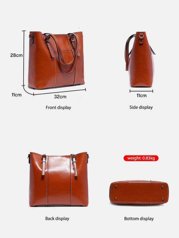 Zency High Quality Women's Genuine Leather Tote Lady Designer Cowhide Shoulder Large Capacity OL Handbag Shopper Bag