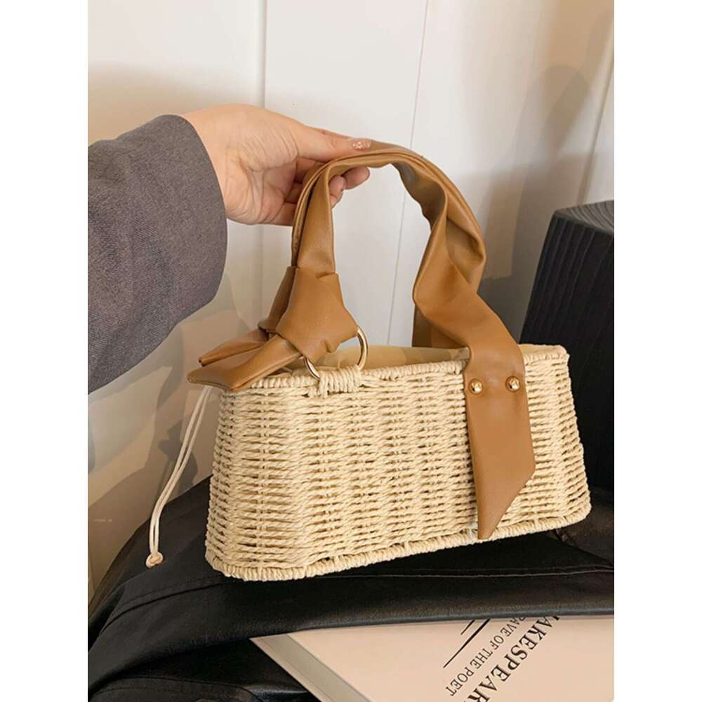 Designer Bag Tote Bag Shoulder Bag Mini Niche Design Handheld Straw For Women New Box Summer Handbag Versatile Simple Small Square Bag
