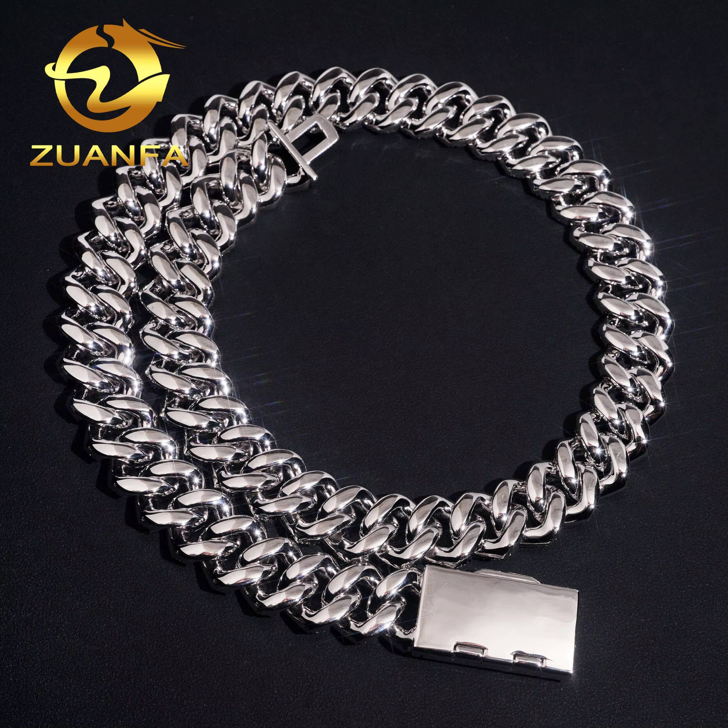 Hip Hop Jewelry 20MM Moissanite Cuban Chain 925 Silver Iced Out 3 Row Miami Cuban Link With GRA Certificate