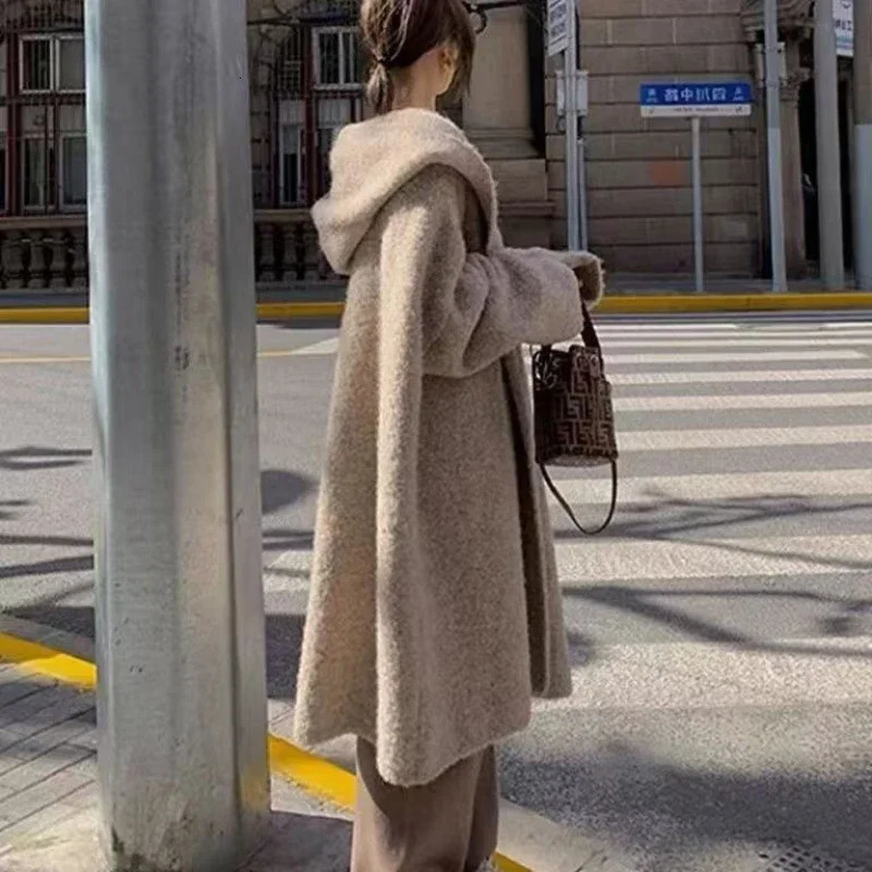 Long Cardigan for women winter clothes Knitted fluffy long sleeve Cashmere sweater coat clotkorean style warm vintage 250819