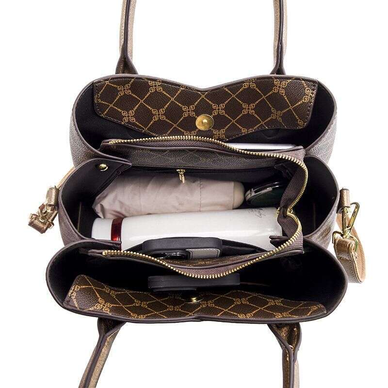 For Women Handbag Fashion Color Contrast Printed Lady Temperament Mom Commuter Bag