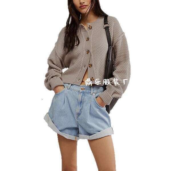 Autumn Winter New Temu Women's Fashion Loose Cardigan Knitted Single-Breasted Jacket B5