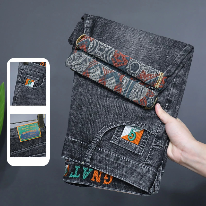 Summer Mens Embroidered Denim Shorts Fashion Straight Slim Personality Streetwear Jeans Male Bermuda Short Pants 250819